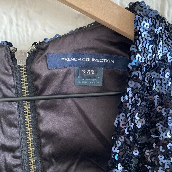 French Connection Blue Sequins Long Sleeve Mini Dress Size 6 - Picture 3 of 7